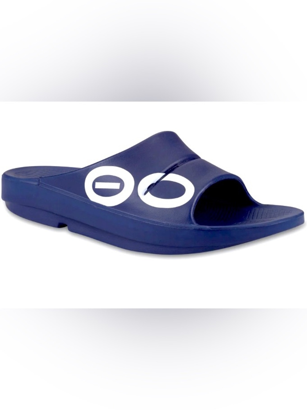 OOFOS OOAHH SPORT Navy Slide White Logo Sandals - Picture 3 of 3